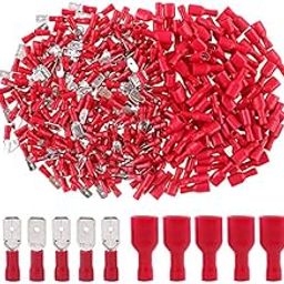 Rpi shop - Fully Insulated Male Female Spade Bullet Wire Connector, Electrical Crimp Terminals, (MDD 1-250, FDFD 1-250) Each 50 Pcs Each Pack of 100 Pcs (Red)-6