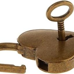 CALANDIS Set Of 3 Vintage Heart Shape Padlock With Keys Lock Set - Antique Brass M-picture-22