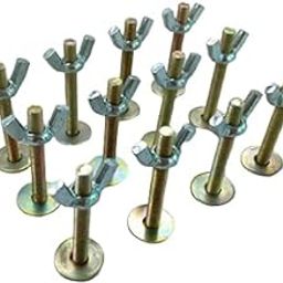 MEC® 12 Sets M6 Thread 50mm Length Minus Screw head Bolt with Washer and Wing Nut Butterfly Fasteners Carbon Steel Silver Tone Zinc Plated-21