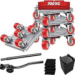 HASTHIP® 5Pcs Furniture Moving Wheel Dolly with 4 Leverage Pads 5-wheel Furniture Moving Dolly Loading Moving Dolly with Leverage Tool Furniture Dolly for Table, Plant Pot, Drawer, Home Appliances-17
