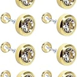 VICTAC Diamond Gold Mirror screw cap 8Pcs, Brass Decorative Gold Screws Caps with crystal, 12 mm Mirror Screws Cover Self-Tapping Screws for Furniture Fixing, Gold-16