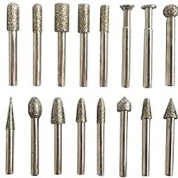 AASONS Assorted Shape & Grit Diamond Point Set Glass Grinding, 1/4" / 6 mm Shank, Diamond Mounted Points Emery Grinding Rod Carved Grinding Needle Mill Rotary Bit Burr Set 20pcs/Set, Round-10