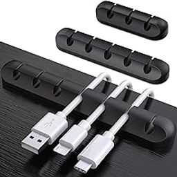 Amazon Basics Cable Holder Clips | Cable Management | Self Adhesive for Desk Top | USB Charging Cable, Nightstand Power Cord, or Mouse Cable Wire Organiser | for Office or Home (Pack of 3)-26