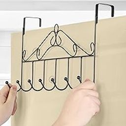 CREATIVNEST 7 Hook Over The Door Hanger Heavy Duty Metal Door Hook Rack for Clothes, Towels, Bags, Coats Space-Saving Hanging Organizer for Bedroom, Bathroom, Office (Multicolor)-32