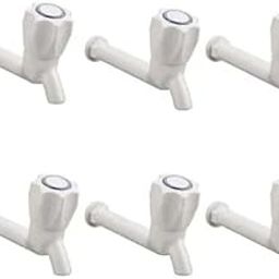 Set of 6 PVC Bib Taps for Kitchen, Bathroom, and Utility | Wall Mounted Water Faucet | Durable White Plastic Body | Ideal for Home and Outdoor Use (Pack of 6)-18