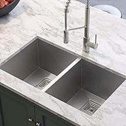 EVANEX Kitchen Sink 37"x18"x10" Handmade Double Bowl Sink | 304 Grade Stainless Steel Matt Finish Double Bowl Kitchen Sink for Basin | Steel Sink for Kitchen-image-122