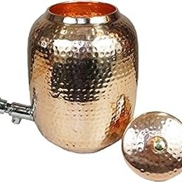 Maanvii Metal Crafts 12 Litre Handcrafted Hammered Pure Copper Water Dispenser Tank with Lid | Traditional Ayurvedic Copper Storage Vessel for Home & Kitchen-image-10
