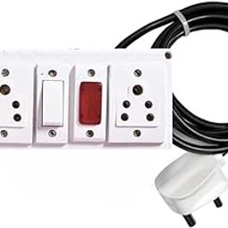 2-Socket Extension Board with Switch and Indicator, 5 Metre 2 Cord, Cable Black-image-28