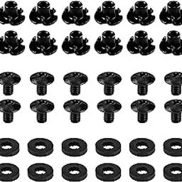 Black 3 Prong T-Nut, 1/4", #8-32, 100 Piece, High Carbon Steel - For Kydex & Leather Gun Holster & Knife Sheath, Wood, Composite, Cabinet, Furniture-image-1