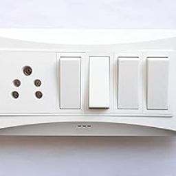 Modular Plate SIZE-6M, 4 Switch 6A (1 Way) with 1 Socket 6A (5 PIN) ATTECHED Complete Set of 1-0