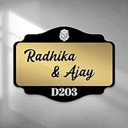Gifteeng Personalized Acrylic Name Plate for house | Black & Silver Engraving with Name Engraved | Name Plaque | Custom Self-Adhesive Name Board for Home, Office & Outdoor (12 x 9 Inches) (Royal)-image-94