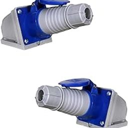 DECENT AIR SYSTEM® Industrial Plug & Sockets 32A 220v IP44 3 pin Industrial Site Plug & Wall Socket IP44 Plug Connector Socket 2P+Earth Male/Female Pack of 2 Set-4