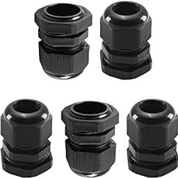Juvielich 10Pcs Waterproof Plastic PG19 Cable Glands Joints Adjustable Connector Black for 8-15mm Dia Cable-image-39