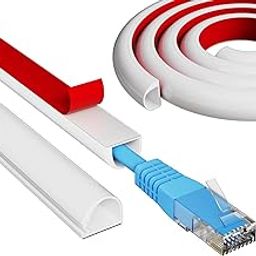 Xfopz 13.2ft Side Open One Cord Hider for Wall Mounted Tv,Extension Cable Cover to Hide Conceal Cords Along Wall,Wire Raceway Management Cable Concealer Channel,Electric Cord Organizer Wiremold-21