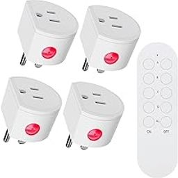 SURNICE - 10A Wireless Remote Control Light Switch for Appliances, 130ft Range, Electrical Outlet Switch, FCC Certified, ETL Listed, 4 Outlets + 1 Remote Control-image-46