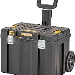 DEWALT DWST83347-1 TSTAK® Heavy-Duty Portable Mobile Storage Box With Removable Tray Compartment, IP54 Rated Waterseal, 50 Kg Weight Capacity, 7'' Durable Wheels,Telescopic Handle, 51.2x63.5x43.5 cm-0