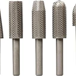 AASONS High Speed Metal File Burr Drill Bit Set Metal Working Rasps 1/4" / 6.35mm Shank Burs Tools Cutting Tool Black 5pcs/set, High Speed Steel, Round-15
