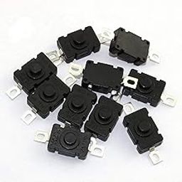 SYMFONIA - Self Locking Push ON Push Off Switch, DC 260V 1.5 A Tactile Tact Switch 2 Pin On Off Push Button Switch for DIY Electronic Projects 1.5Amp(Pack of 10).-3