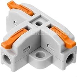 SNOOGG 10 Piece Pack DIY Mini Quick Terminal Junction Block Compact Splice Electrical T-Type 1 in 2 out Connectors Clamp with Actuation Releasable Lever Quick & Freely Assemble-12