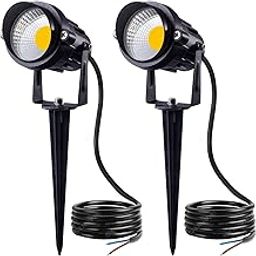 SUNVIE 12W Low Voltage Landscape Lighting (AC/DC 12V) Waterproof Landscape Lighting Ultra Warm Pathway Wall Tree Flag Outdoor Spotlights with Spike (Pack of 2)-image-23