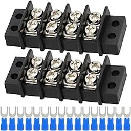 Terminal Block,2 Pack 4 Circuits 20-30A 200v-450v Dual Row Screw Terminals Strip +16 PCS Heat Shrink Wire Connectors-image-23