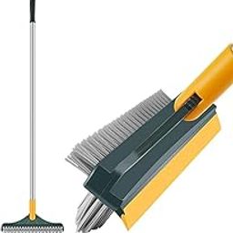 JHKR Bathroom Cleaning Brush with Wiper Tiles Cleaning Floor Scrub Bathroom Brush with Long Handle 120° Rotate Bathroom Floor Brush-image-91