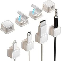 Blue Tick Magnetic Cable Clip Organizer – Adhesive Cord Holders for USB Cable, Desktop & Office Table – Reusable Wire Management Clips White (6 Pcs)-image-88
