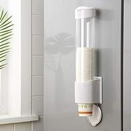 GYANSHOPPE Paper Cup Dispenser Holder | Wall Mounted Plastic Drinking Water Cup Dispenser | Glass Dispenser Holder | Disposable Cup Holder Organizer | Sticker or Screw Plate Mountable, Plastic-picture-19