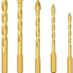 AASONS 5 Pieces Ceramic Tile Set ¼” Hex Shank Drill Bits, Cross Spear Head Tip Tungsten Carbide Masonry Hole Drilling For Glass, Wall, Brick, Concrete, Plastic, Mirror & Wood (Sizes 4/5/6/8/10mm)-picture-24
