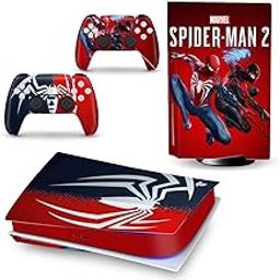 Khushi Decor Spider Man 2 3M Vinyl Sticker Decals for PlayStation 5 Disk Version Console and Two Dual Sense 5 Sticker Skins Black PS5 Skin Console and Controller Design [Video Game]-15