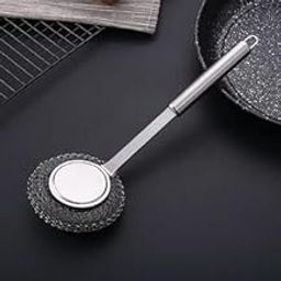NAVA PAVA Stainless Steel Handle Dish Cleaner, Scrubber with Steel Sponge Ball for Pot, Pan, and Cast Iron Cleaning Long-Handle Brush for Fast and Effective Kitchen Cleaning-image-41