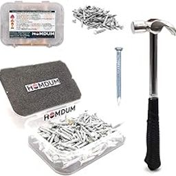 Homdum Claw Hammer 1/2 Lb and Concrete Nails 1 1/2inch (38 mm) Combo, 200g Drop Forged Head Hammer with Soft Grip Tubular Steel Handle 1 nos & Hard Steel Nails 100 Pcs Pack.-2