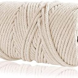 UKIYO | 3mm Macrame Cord | 3 PLY Twisted Cotton Cord| 100% Natual Cotton Macrame Rope | for Handmade Plant Hanger Wall Hanging Craft Making (150)-picture-17