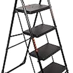 OBBO Nishika 4-Step Heavy Duty Steel Ladder for Home & Office | Wide Steps, Top Platform, Anti-Slip & Anti-Skid Shoes | Multi-Purpose Step Stool for Industrial & Home Use | Black-16