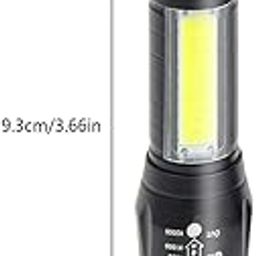 Muzztech LED Flashlight with COB Light Mini Waterproof Portable LED XPE COB Flashlight USB Rechargeable 3 Modes Pen Clip Light Flashlight with Hanging Rope Small Size Black Colored-13