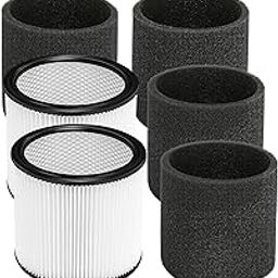 90304 Filter and 90585 Foam Sleeve for Shop-Vac 5 Gallon and Up Wet/Dry Vacuum, Compare to Part # 90304, 90585 (2+2)-picture-0