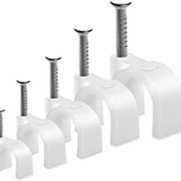 SIMRON Cable Clips Combo of 200pcs (4mm + 6mm + 8mm +12mm) Wire Fastener Wall Pins with Metal Nails for Cable Management, Cord Organizer, Round Wire Clamps for Hanging Cables Fitting on wall-image-28