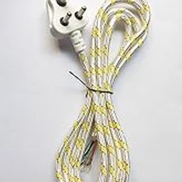 DESCTIDY Cotton Protected Copper Wire Cord with 3 pin Plug for Electric Iron 2.5 Meter (Pack of 1) ECV1-image-102