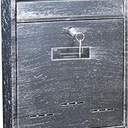 MERISHOPP Wall Mount Mailbox Lockable Drop Box Rainproof Mail Box for Door Gate Silver Black |Home & Garden-image-64