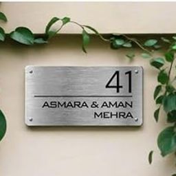 HomeEcho Personalized Waterproof Luxury Door Name Plates for Home Entrance (15x30 Cm) - Ideal for Home & Office Entrances With Stainless Steel Screws || Door name plates (SilverABS)-image-88