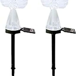 MYADDICTION 2Pcs Solar Lights Lamps Fairy Garden Decorations for Pathway Cemetery Garden 43.5cmx10cm-image-28