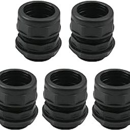 Juvielich 5Pcs Cable Gland Pipe Corrugated Tube Waterproof Joint AD28.5-M32 Adjustable Locknut Pipe Clamps Black-image-60