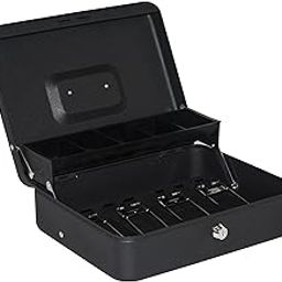 Overa Cash Box Metal Money Box with Tray & Key Lock, Tiered Locking Cash Boxes, Durable Lock Safe Box with Key, 4 Bill 5 Coin Slots, Cantilever Design.-5
