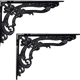 Shristy Hardware “Beneberak” Black Antique Iron Shelf Bracket - (Pack of 2 Black Powder Coated Finish)-46