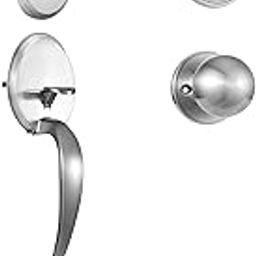 VEVOR Front Door Handle and Deadbolt Set, Satin Nickel Front Door Lock Set with Interior Knob, Adjustable Hole Spacing Single Cylinder Handleset, for Right and Left Handed Entrance and Front Door-2