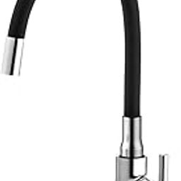 ALTON GRC3756, Brass Swan Neck with Flexible Swivel Spout, Black & Chrome Finish (Single Flow)-15
