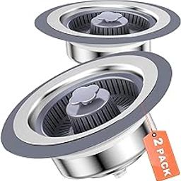 H.Romo Kitchen Sink Drain Strainer, 3 in 1 Kitchen Sink Stopper with Drain Basket, Stainless Steel Sink Bounce Core Drain Strainer for Kitchen, Pop Up Sink Drain Stopper for US Standard 3-1/2 Inch-0