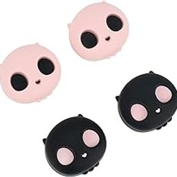 GeekShare Cute Thumb Grip Caps for PS5 Controller, Thumbsticks Cover Set Compatible with Switch Pro Controller and PS4 PS5 Controller, 4Pcs - Pink Skull-17
