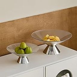 Pedestal Bowl Home Decor Elegant Fruit Plate for Restaurant Countertop Hotel M Clear-image-72