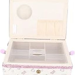 Sewing Storage Box, wear-Resistant Vintage Fabric Craft Durable Sewing Box, Threaded Needle 2-Layer Storage for Adults Lightweight-image-70